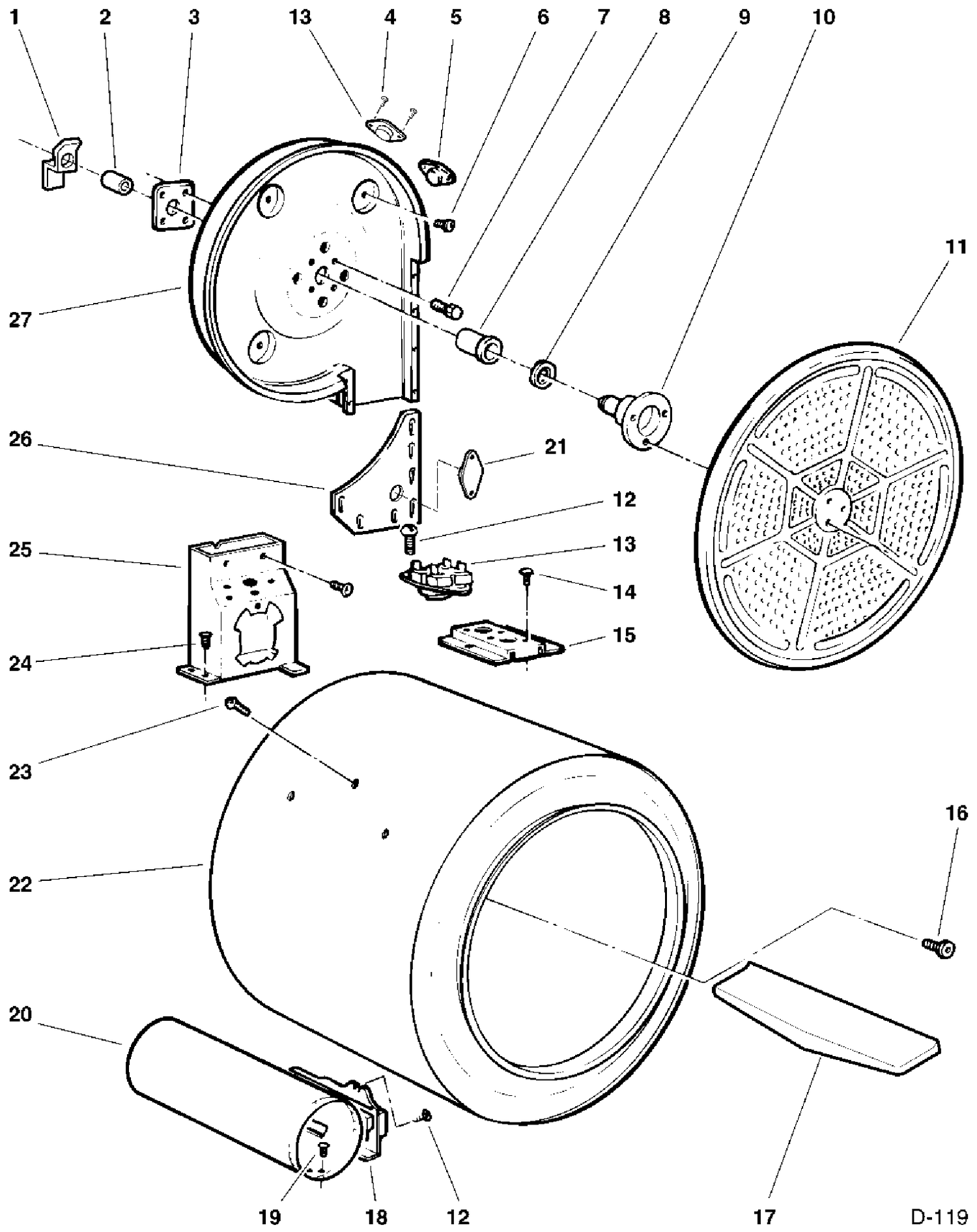 DRUM & DUCT Diagram and Parts List for PCCB330GT0WC  General Electric Dryer