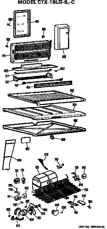 Unit Parts Diagram and Parts List for CTX18LGC  Hotpoint Refrigerator