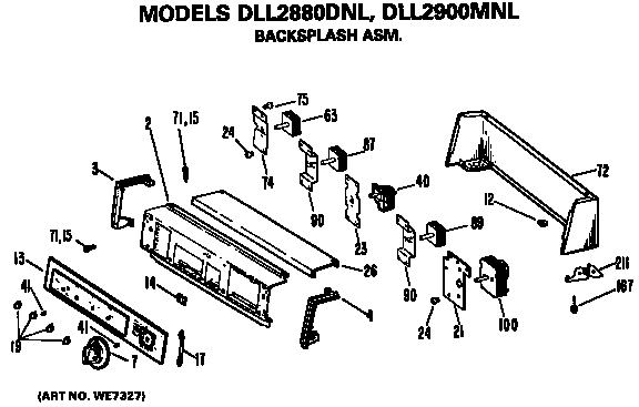Backsplash Assembly Diagram and Parts List for DLL2900MNL  Hotpoint Dryer