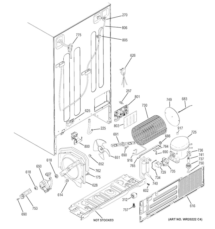 Machine Compartment Diagram and Parts List for GSE26GSEDCSS  General Electric Refrigerator