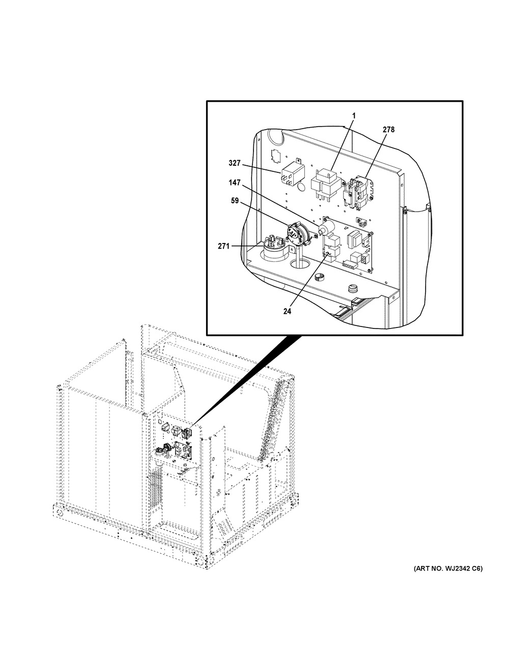 Control Parts Diagram and Parts List for NP14X30S05402  General Electric Air Conditioner