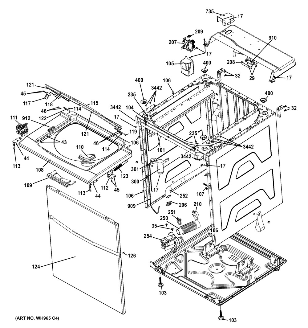 Cabinet 5 Diagram and Parts List for 2671532210  General Electric Washer Dryer Combo