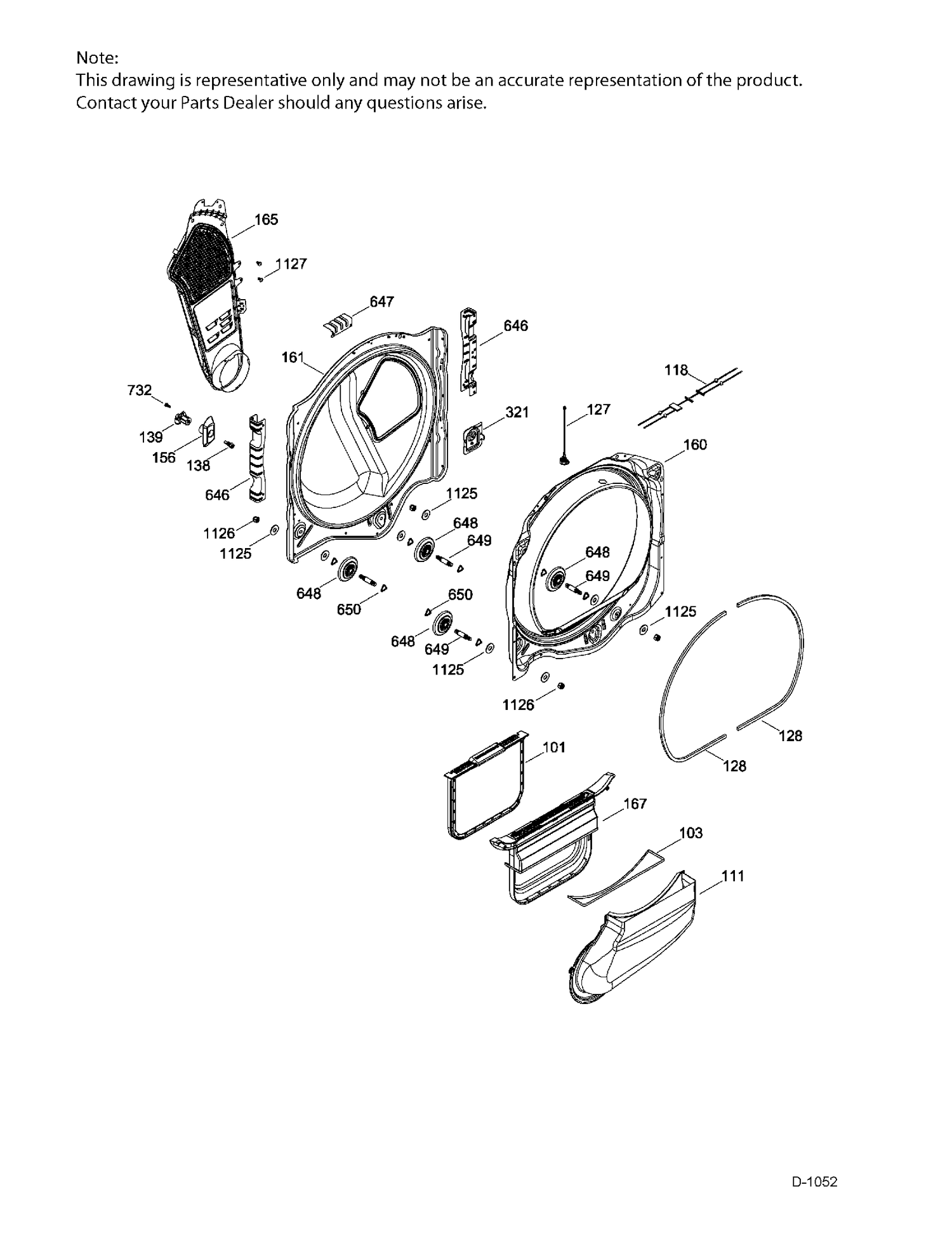 REAR AND FRONT ROLLER SUPPORT Diagram and Parts List for GTD86ESMJ0MC  General Electric Dryer