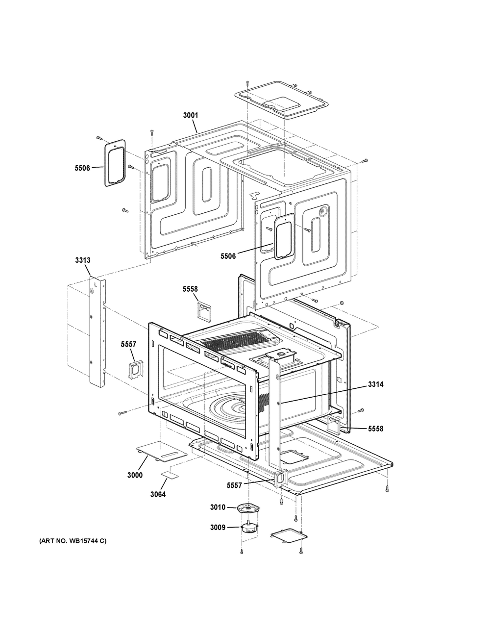 Upper Cavity Parts Diagram and Parts List for PT9900SW1SS  General Electric Wall Oven