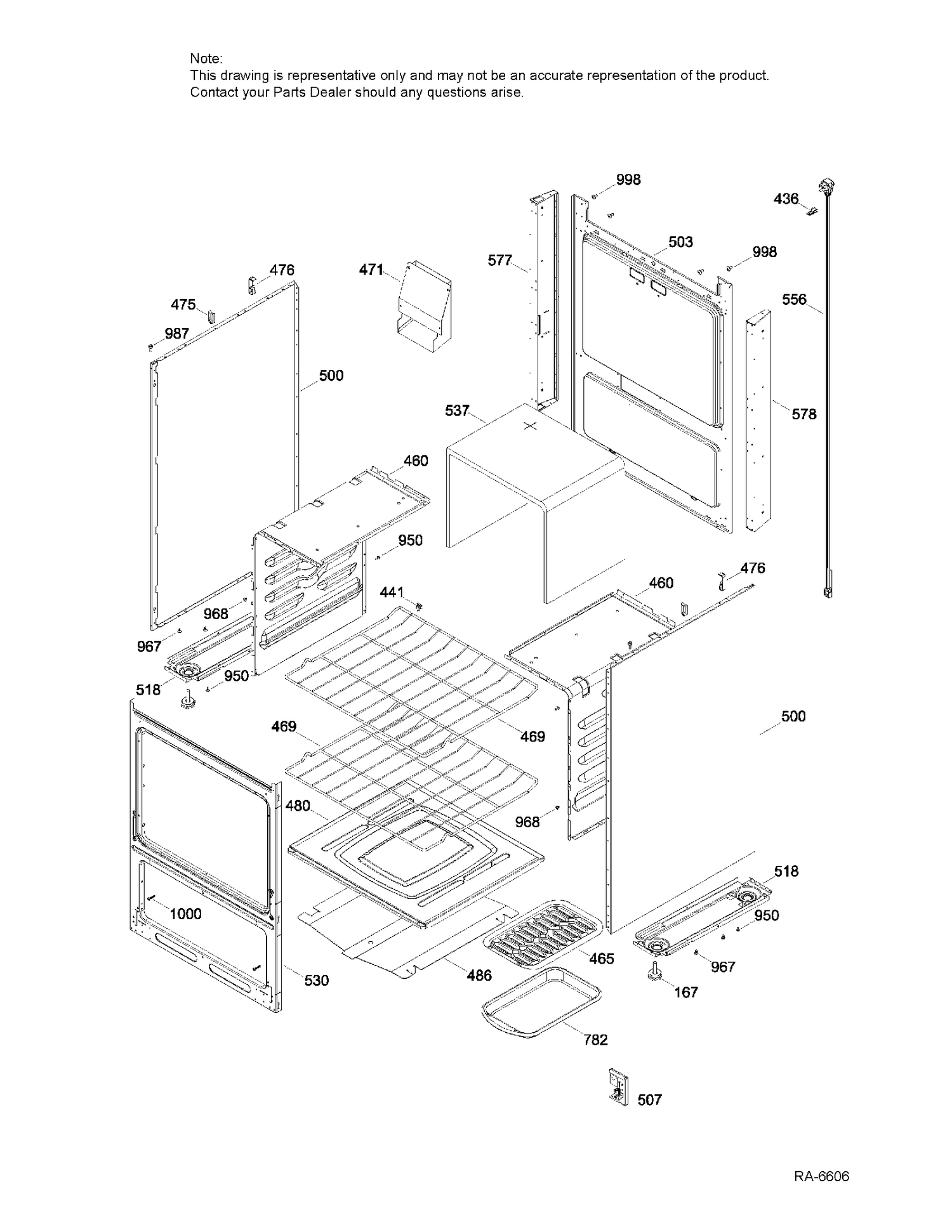 BODY PARTS Diagram and Parts List for MGAS724EL5WW  General Electric Range