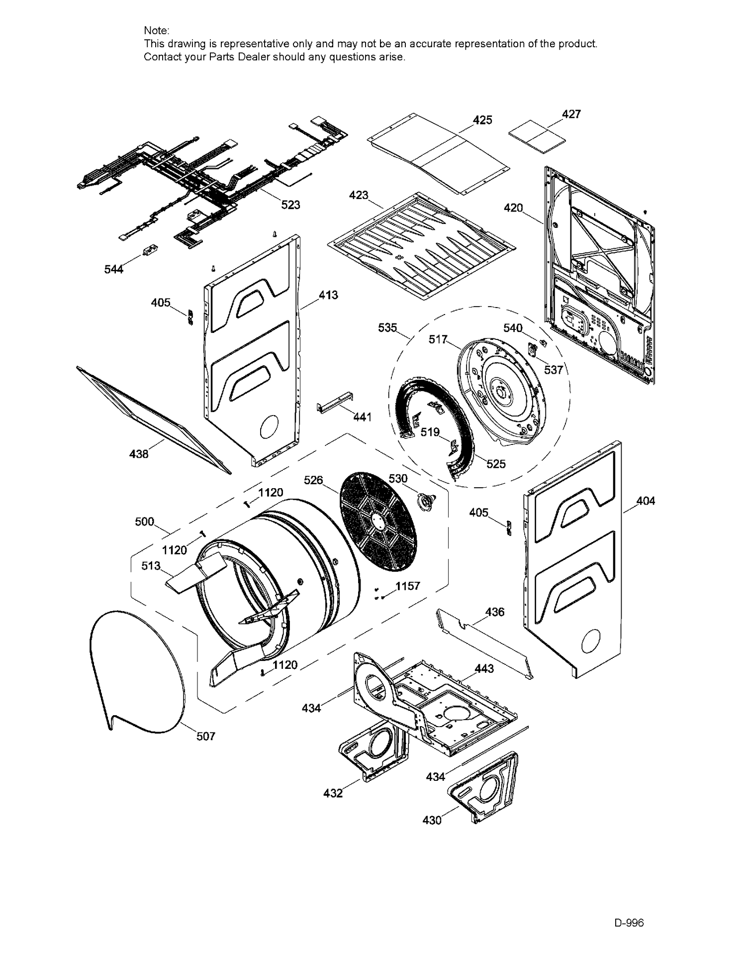 CABINET & DRUM DRYER Diagram and Parts List for GUD24ESMJ0WW  General Electric Dryer