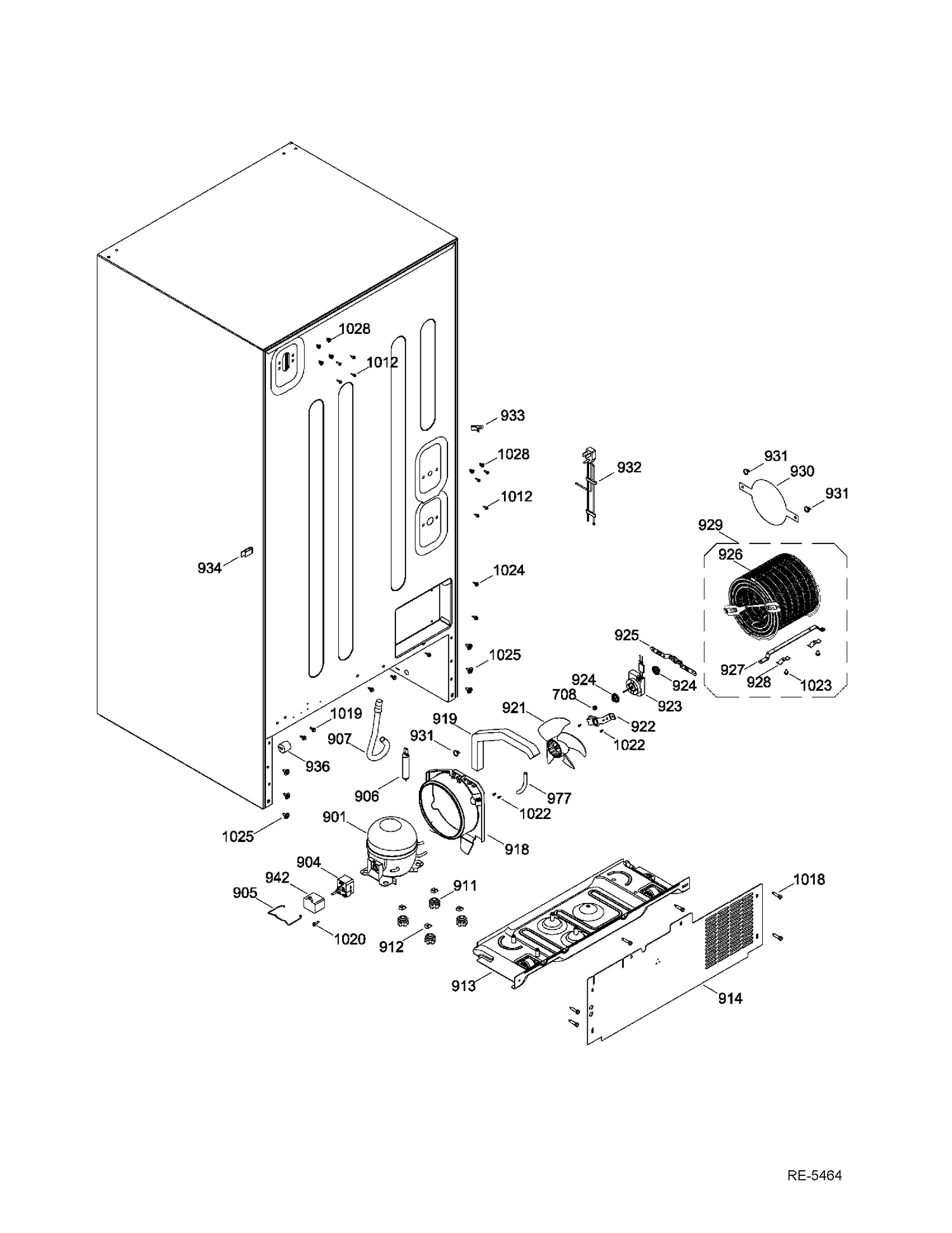 SEALED SYSTEM & MOTHERBOARD Diagram and Parts List for HBRC0FADARWW  General Electric Refrigerator