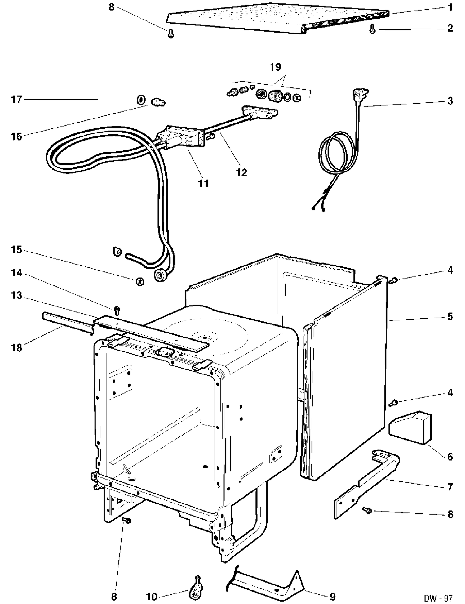 WRAPPER & HOSE Diagram and Parts List for 40441119  General Electric Dishwasher