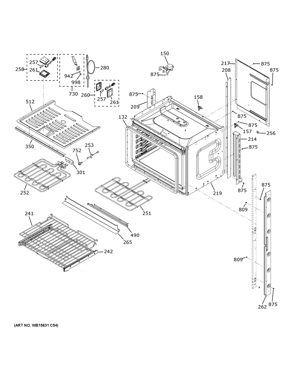 Upper Oven Diagram and Parts List for PTD9000SN6SS  General Electric Wall Oven