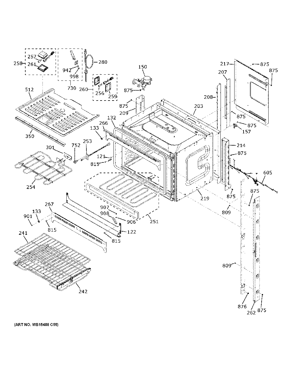 Upper Oven Diagram and Parts List for PTD700RSN1SS  General Electric Wall Oven