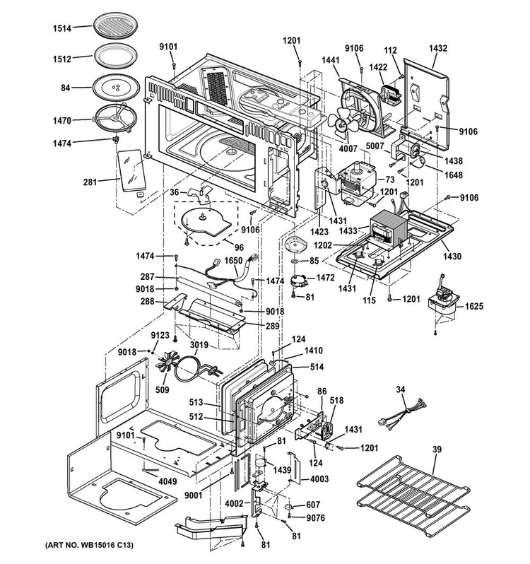 Interior Parts Diagram and Parts List for PSA9240SF2SS  General Electric Microwave