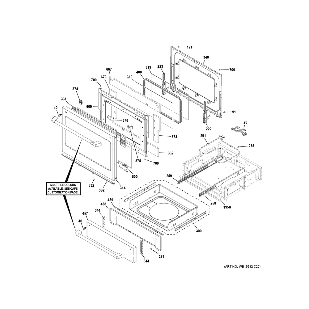 Door & Drawer Parts Diagram and Parts List for CHS90XP2M5S1  General Electric Range