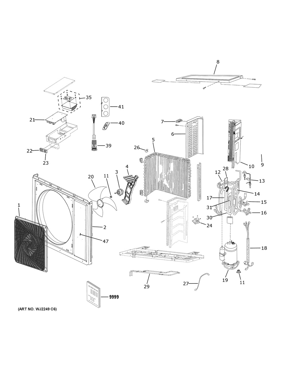 Room Air Conditioner Diagram and Parts List for ASH3036TRDFA1  General Electric Air Conditioner