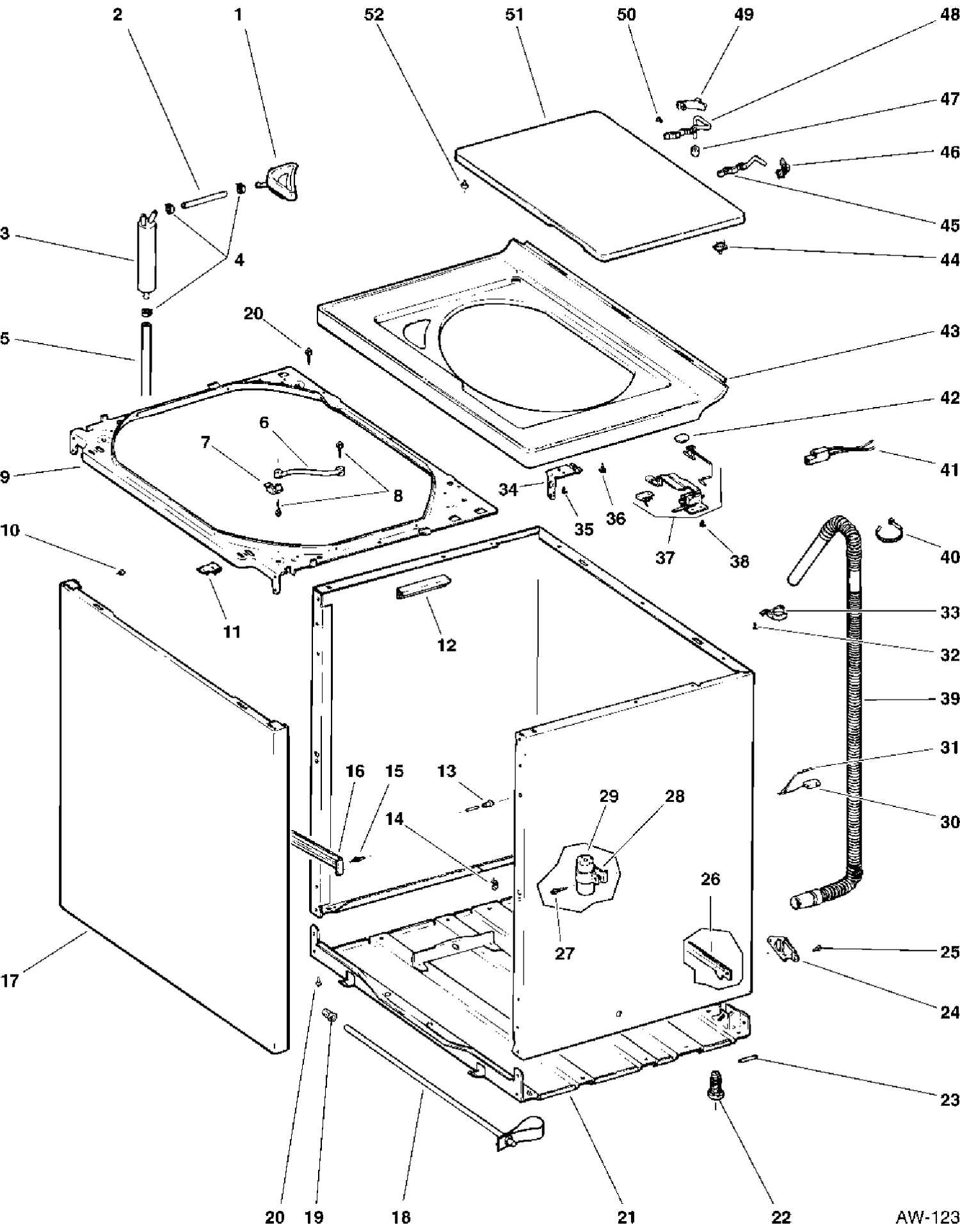 COVER GROUP Diagram and Parts List for 57131T5WW  General Electric Washer