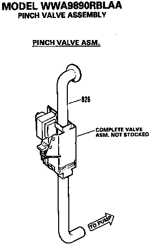 Pinch Valve Assembly Diagram and Parts List for WWA9890RBLAA  General Electric Washer