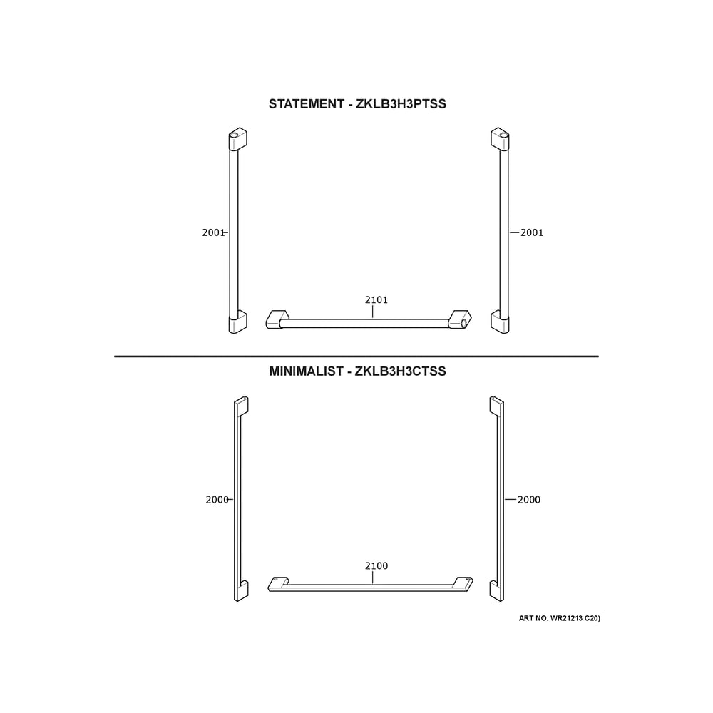 Monogram Customization Diagram and Parts List for ZWE23NSYBSS  General Electric Refrigerator