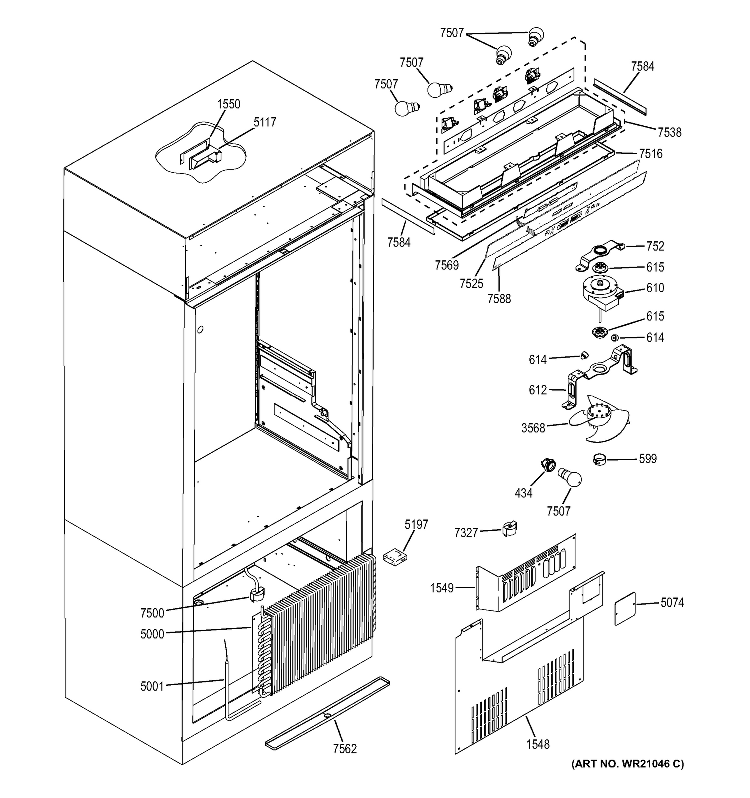 CONTROLS & COMPONENTS Diagram and Parts List for ZIPP360NZA  General Electric Refrigerator