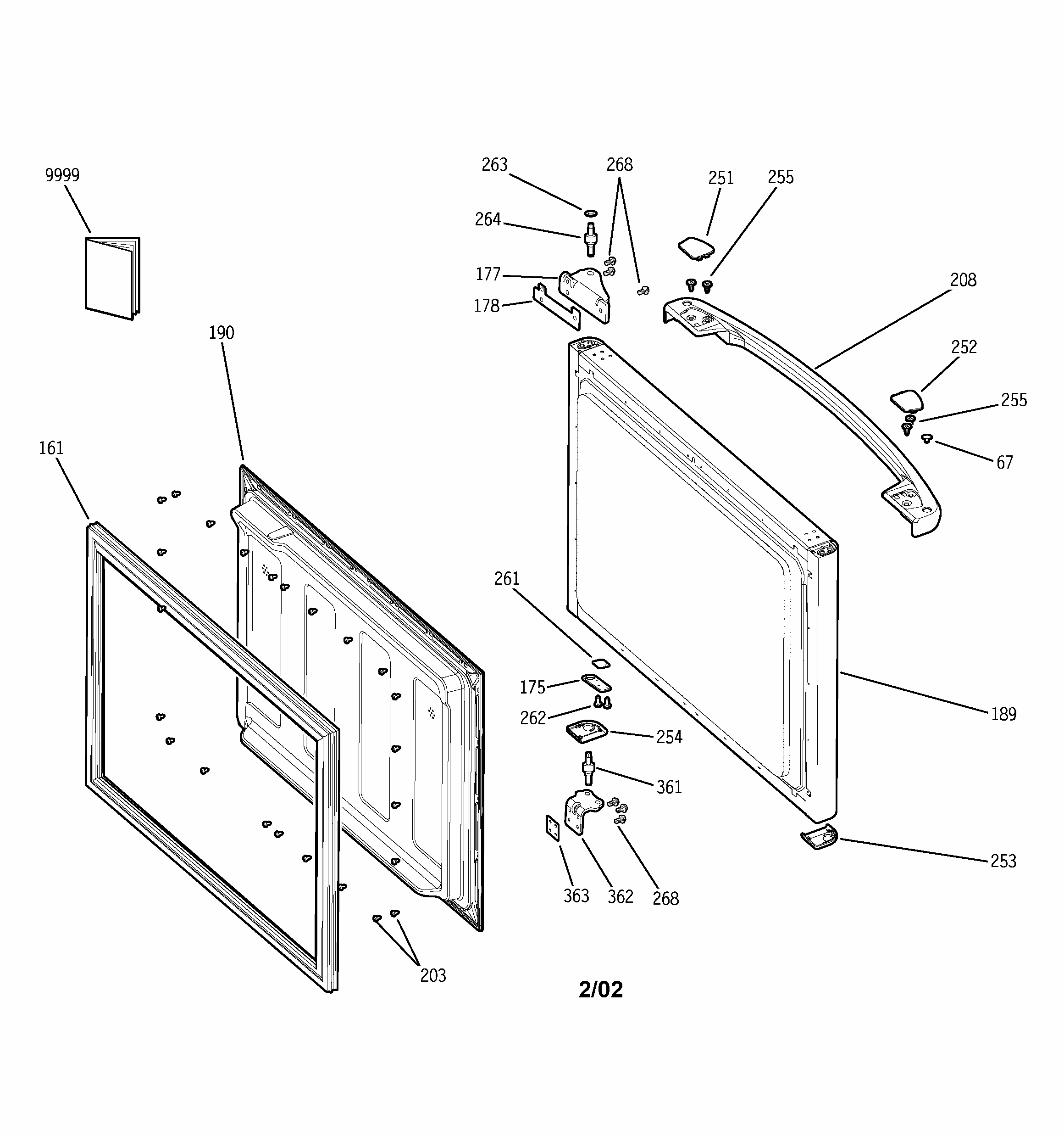 Freezer Door Diagram and Parts List for GBS18KBMWW  General Electric Refrigerator