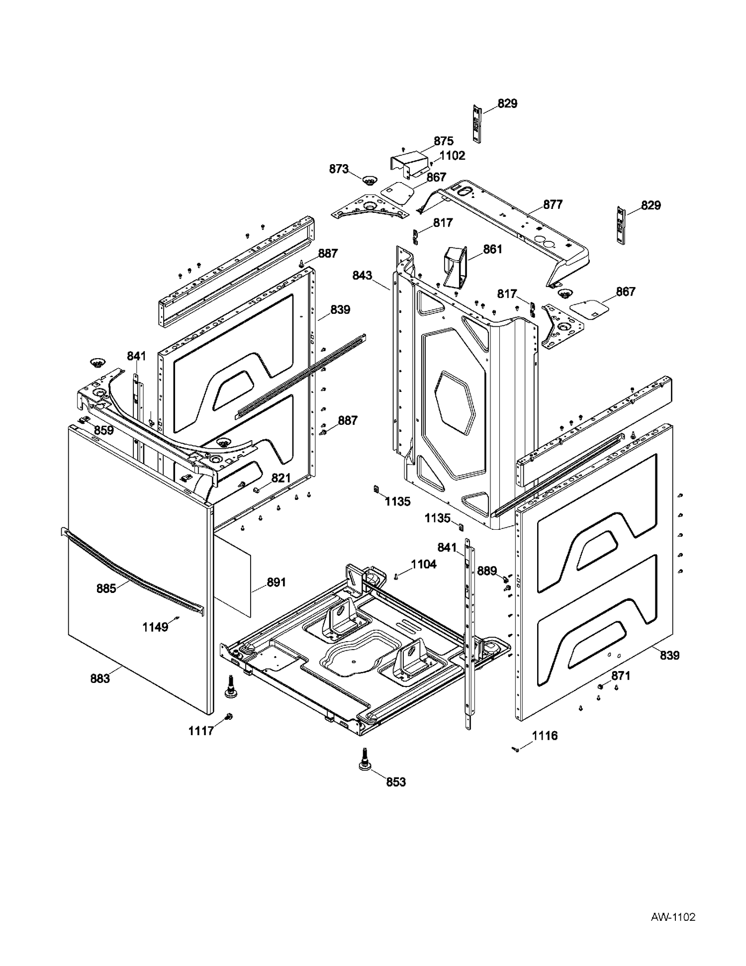 WASHER CABINET Diagram and Parts List for GUAP240EM4WW  General Electric Washer