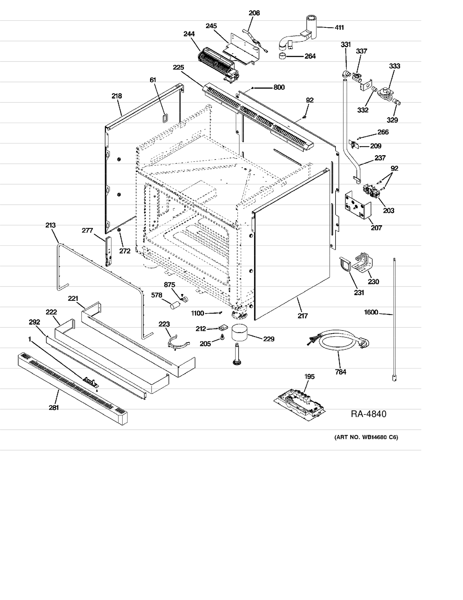 BODY PARTS Diagram and Parts List for ZDP364NDP7SS  General Electric Range