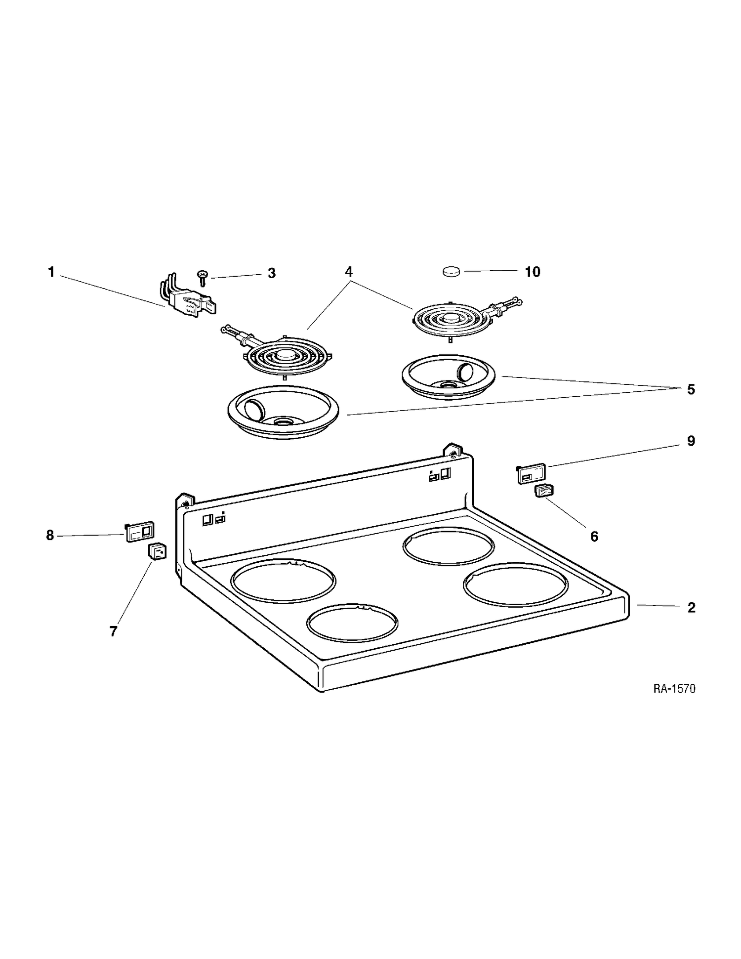 COOKTOP Diagram and Parts List for GRSF3201ZWW-6  General Electric Range