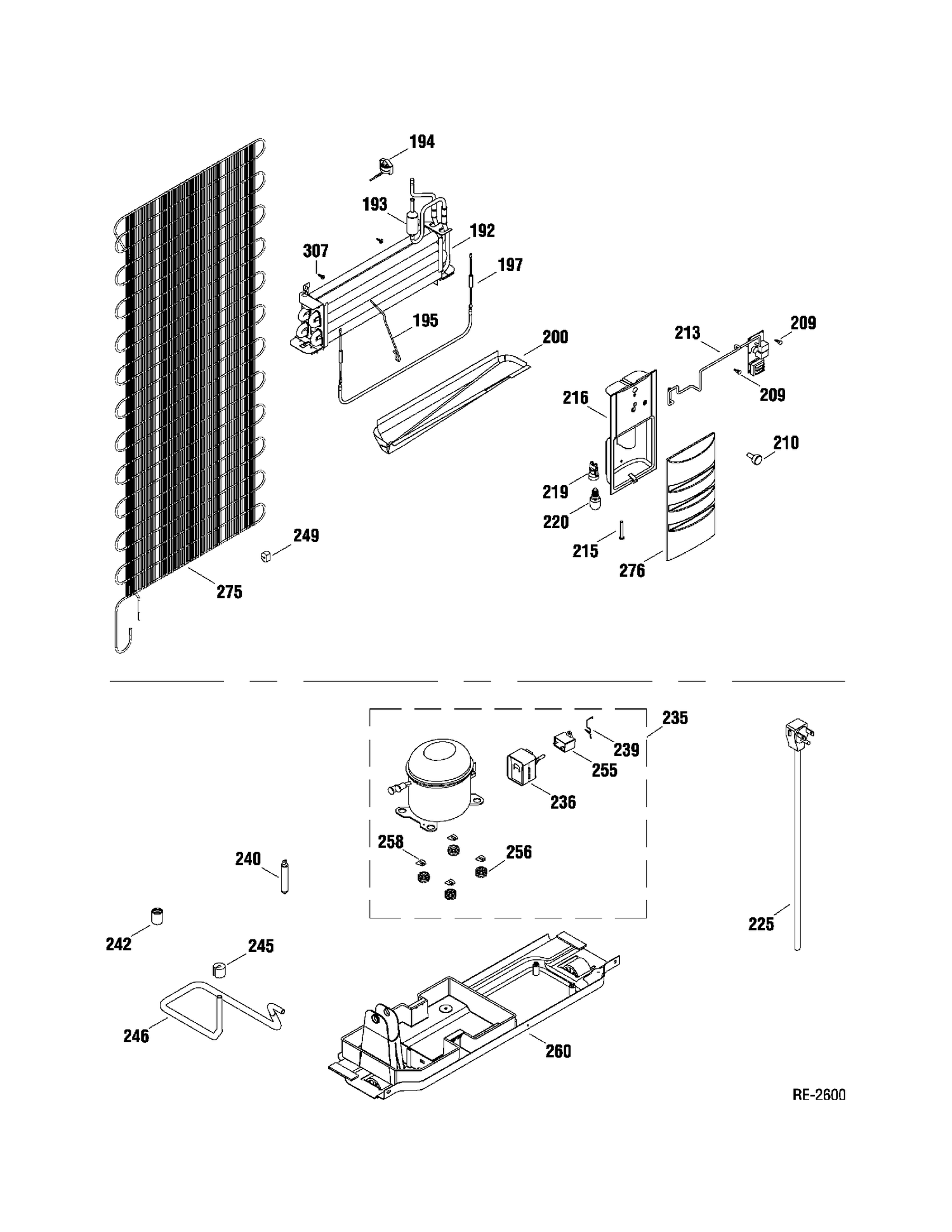 SYSTEM PARTS Diagram and Parts List for GTM13XETAWW  General Electric Refrigerator
