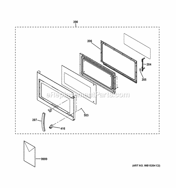 Door Parts Diagram and Parts List for JVM3160RF1SS  General Electric Microwave