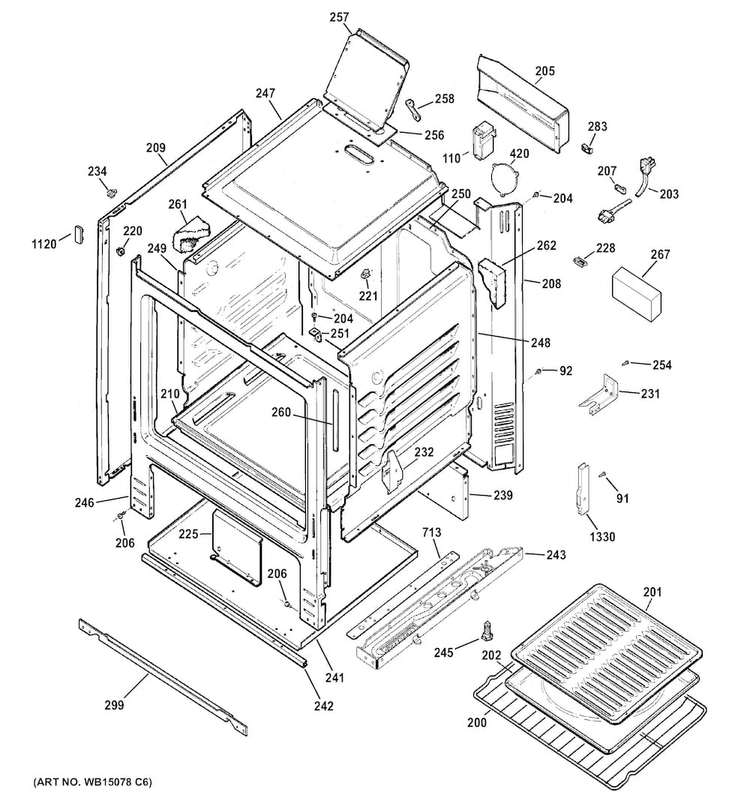 Body Parts Diagram and Parts List for RGB525DEH3WW  Hotpoint Range