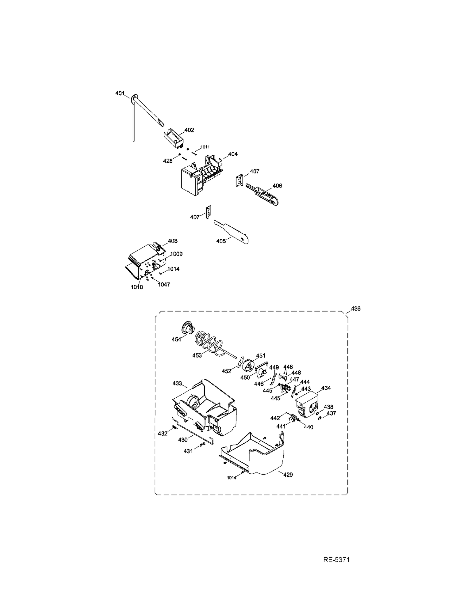ICEMAKER & DISPENSER Diagram and Parts List for PSC23MGTDWW  General Electric Refrigerator