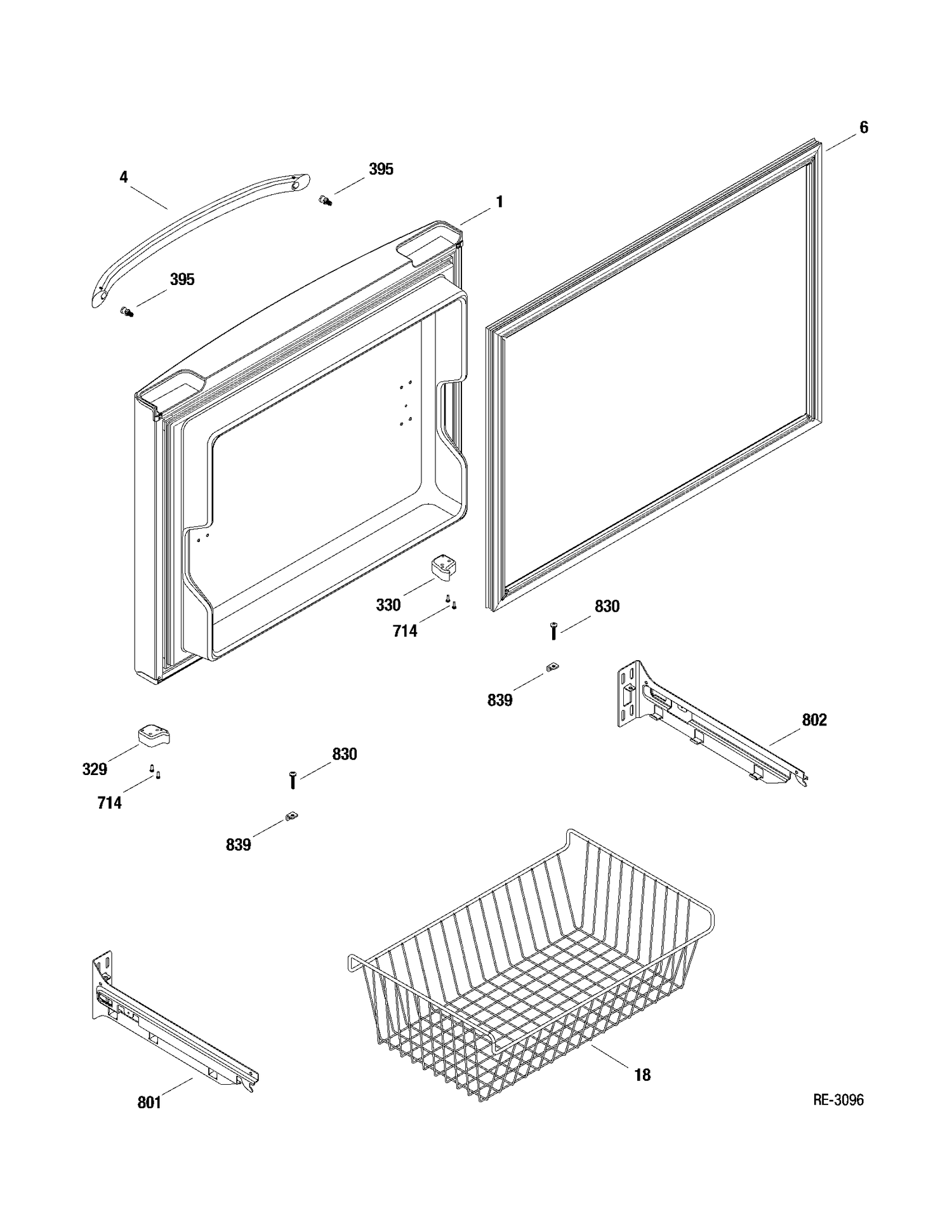 FZ DOOR Diagram and Parts List for GFRF2KBXABB  General Electric Refrigerator