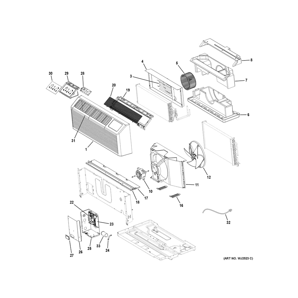 Room Air Conditioner Diagram and Parts List for AHHS09D3XXA1  General Electric Air Conditioner