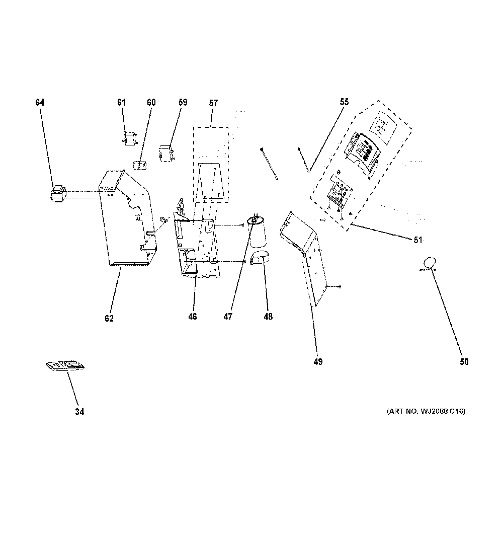 Control Parts Diagram and Parts List for AJCM08ACGL2  General Electric Air Conditioner