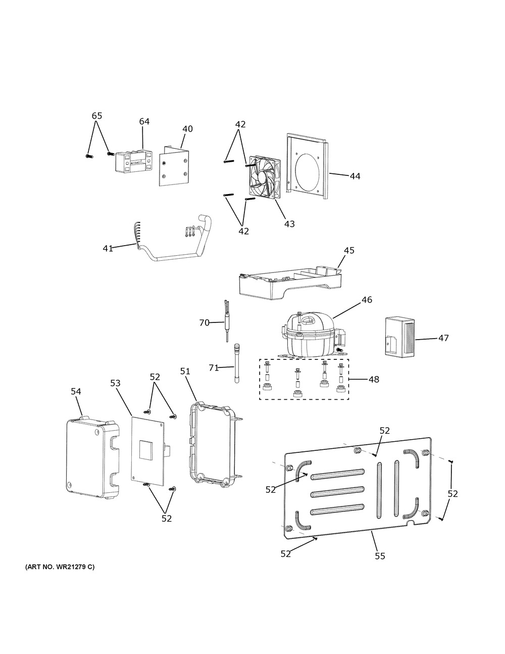 Machine Compartment Diagram and Parts List for PBV10R5VBSS  General Electric Refrigerator