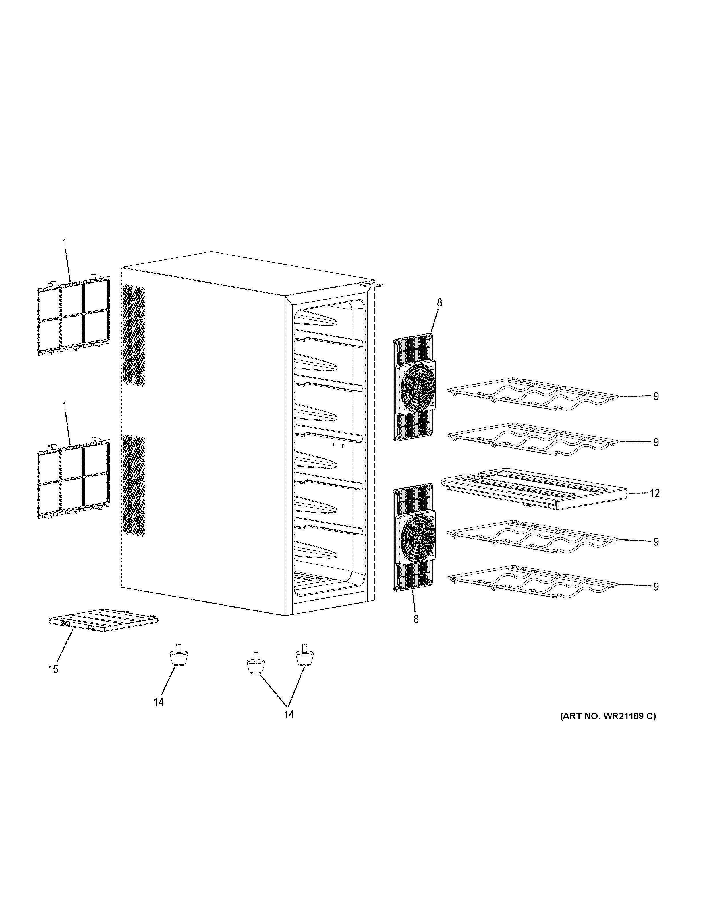 WINE CHILLER Diagram and Parts List for HVTEC12ABS  General Electric Wine and Beverage Cooler