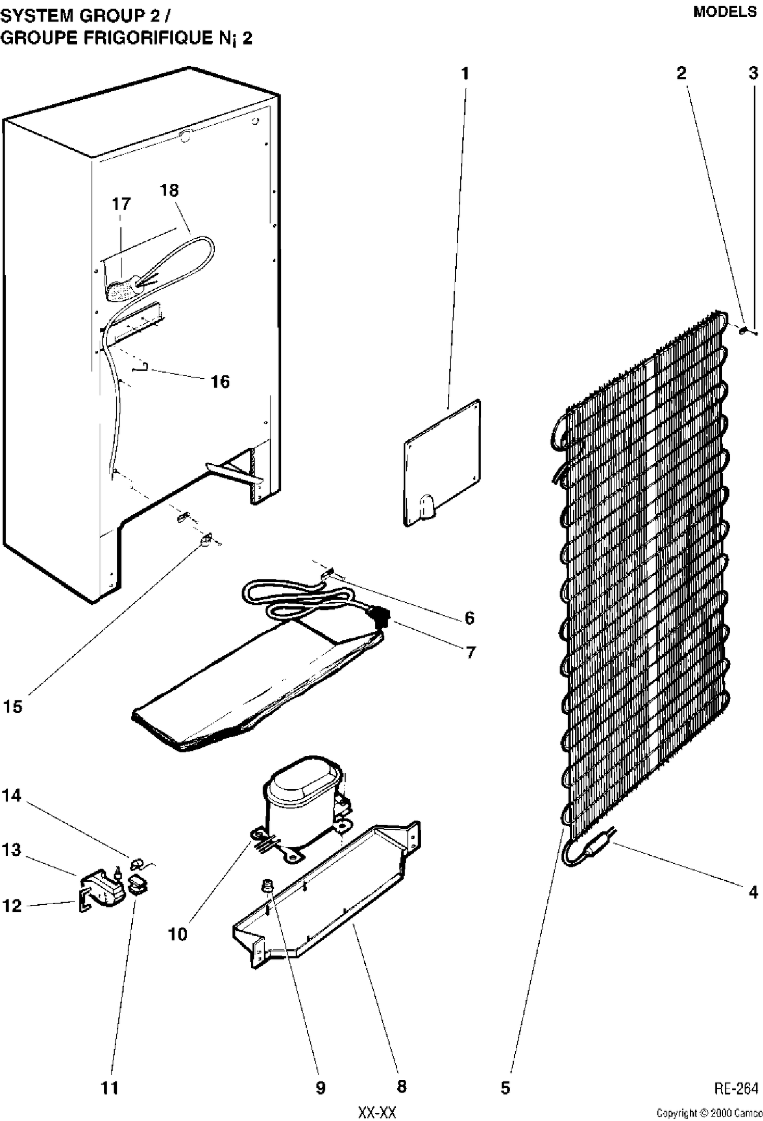 SYSTEM GROUP 2 Diagram and Parts List for CRT1600RL-1  General Electric Refrigerator