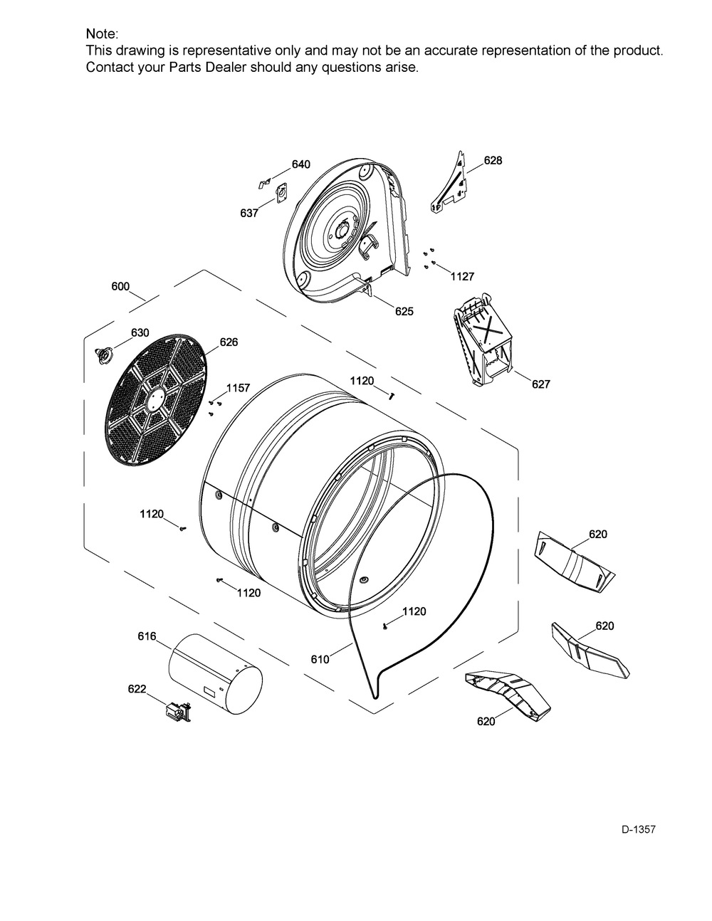 Drum Diagram and Parts List for GTMX180GD5WW  General Electric Dryer