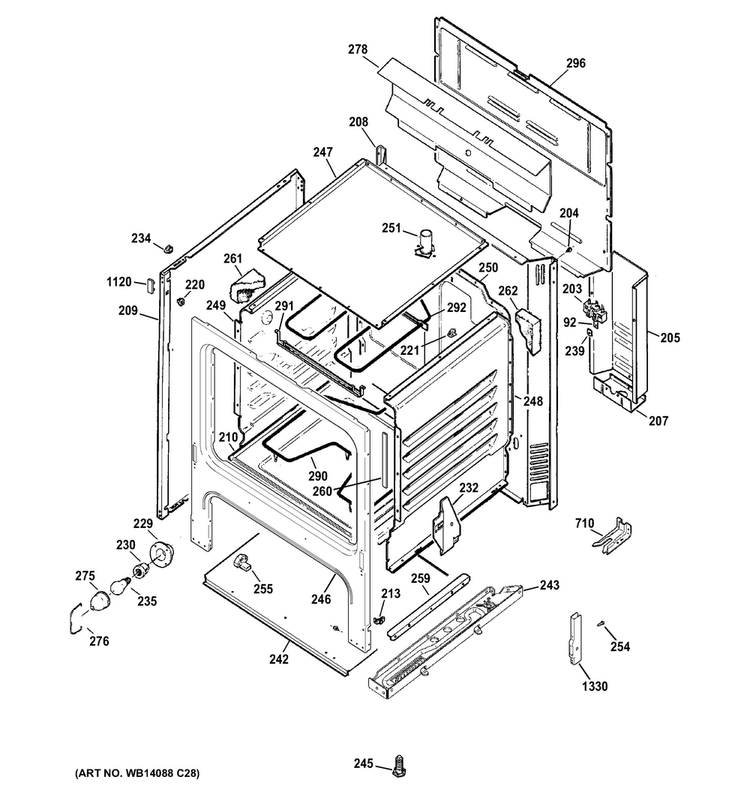 Body Parts Diagram and Parts List for RB526DH2BB  Hotpoint Range