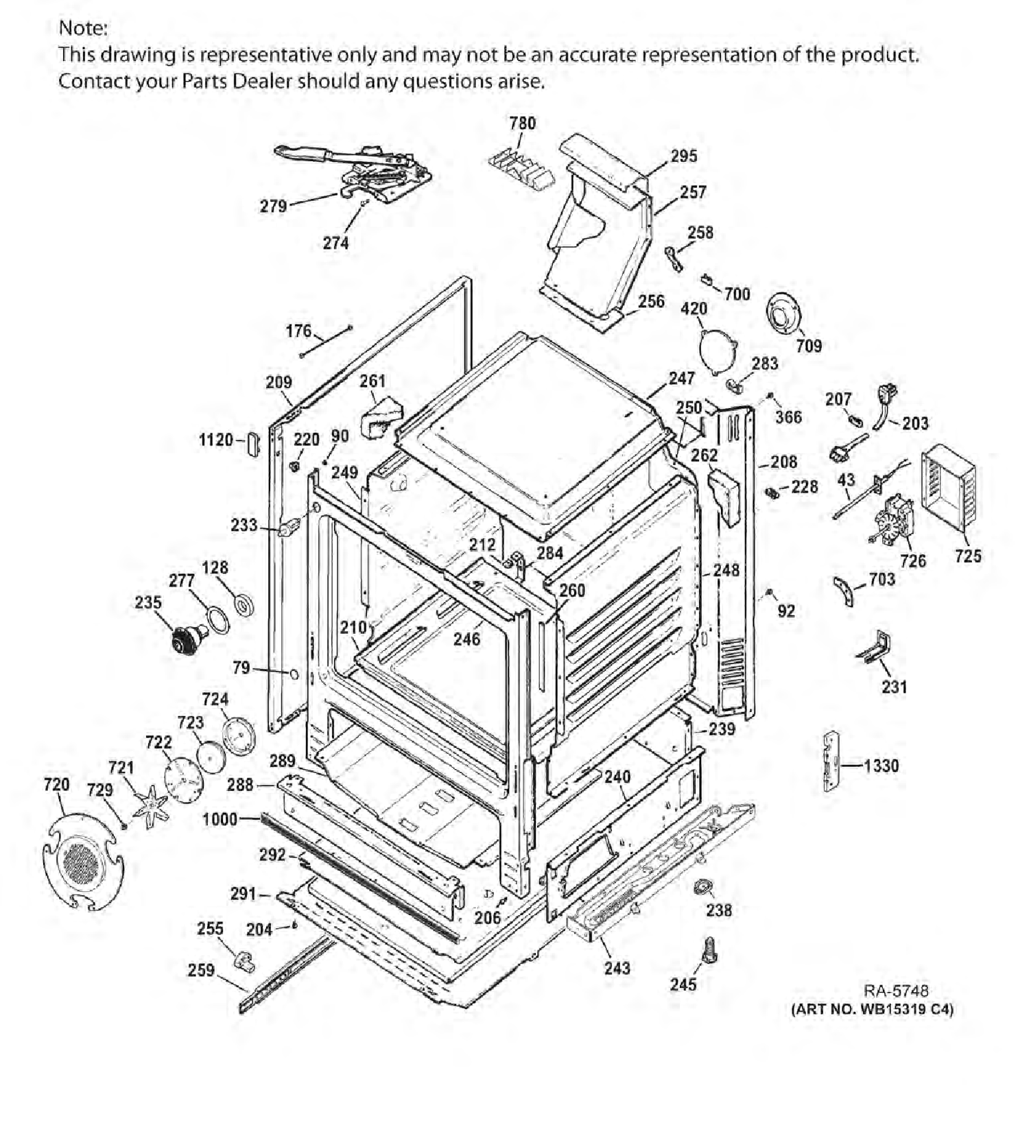 BODY PARTS Diagram and Parts List for JCGB750SEF2SS  General Electric Range