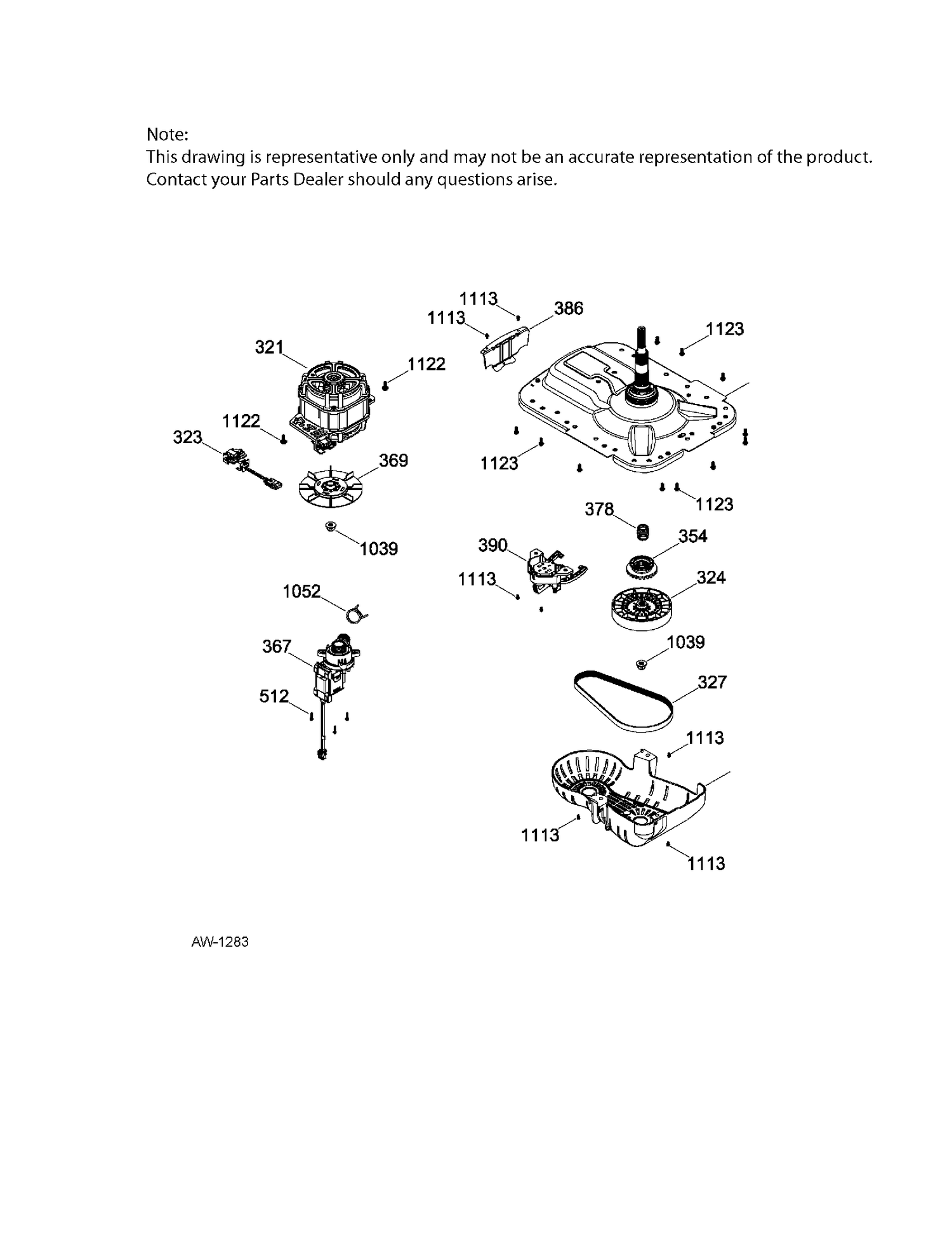 PUMP & DRIVE COMPONENTS Diagram and Parts List for GTW465BMK1WS  General Electric Washer
