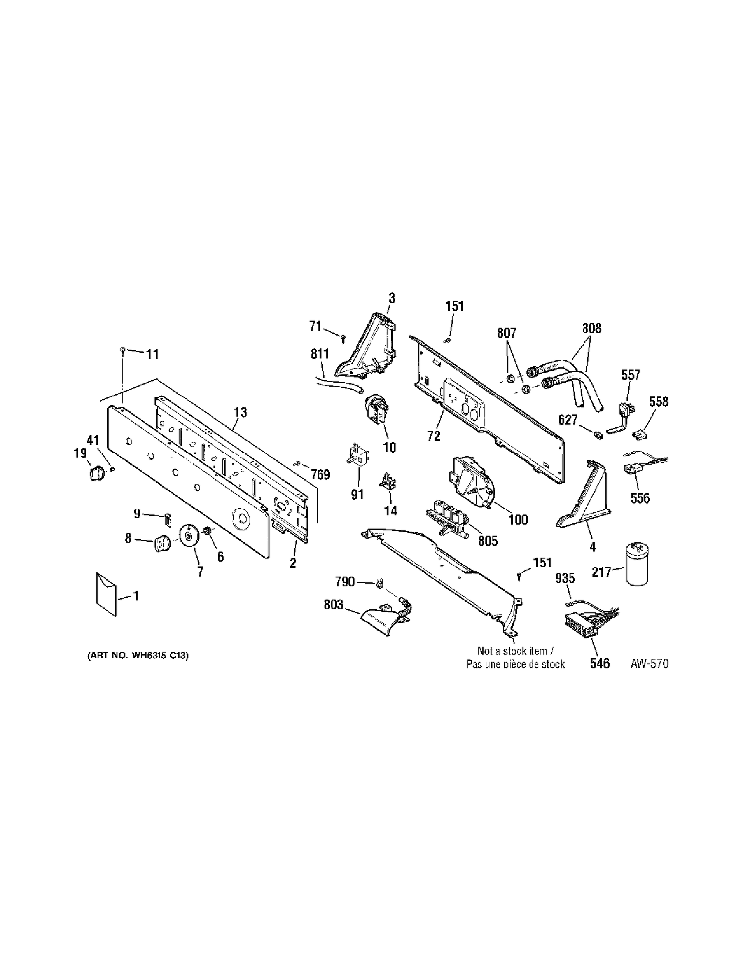 CONTROL Diagram and Parts List for EJRR4170E1WW  General Electric Washer