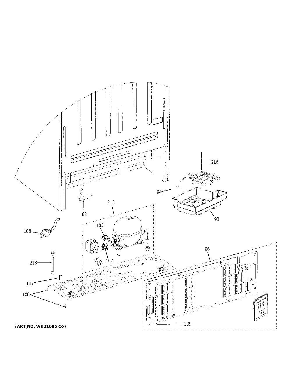 Machine Compartment Diagram and Parts List for GIE21GSHFSS  General Electric Refrigerator