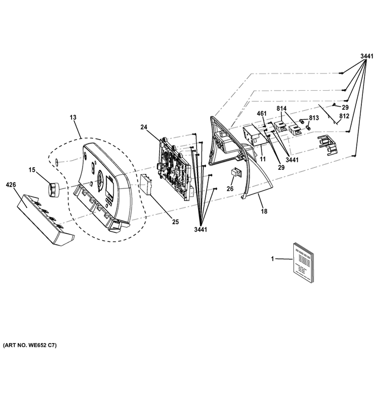 Control Panel Diagram and Parts List for GHDS835ED1MC  General Electric Dryer
