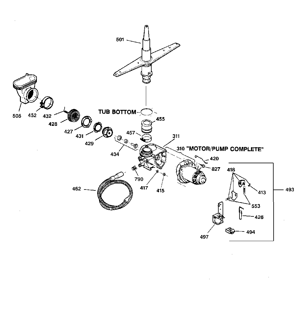 Motor-pump mechanism Diagram and Parts List for 36315459992  Kenmore Dishwasher