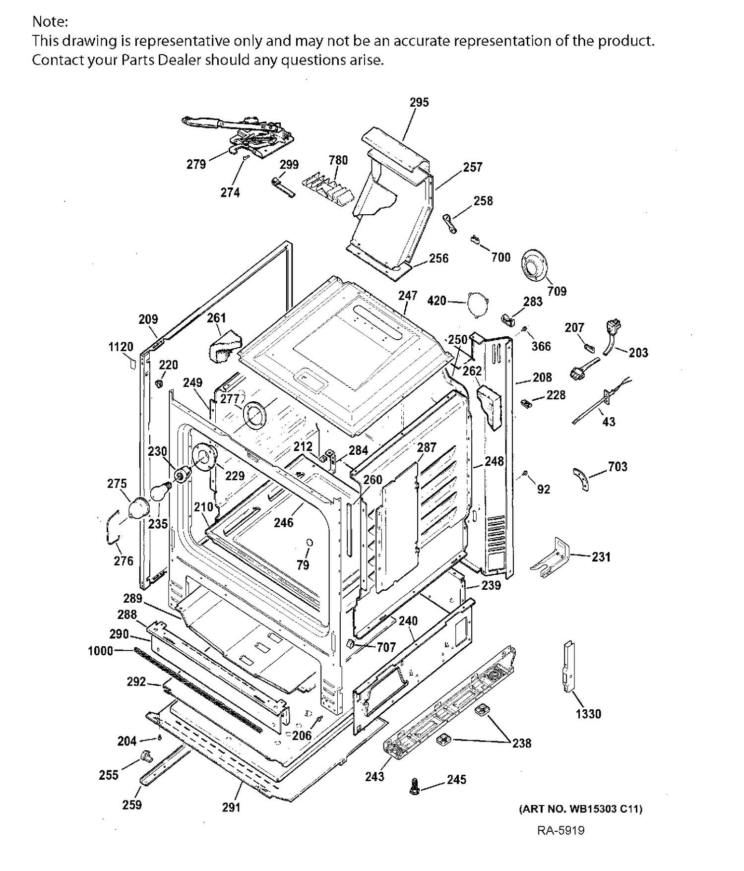 BODY PARTS Diagram and Parts List for JCGB650SEF3SS  General Electric Range