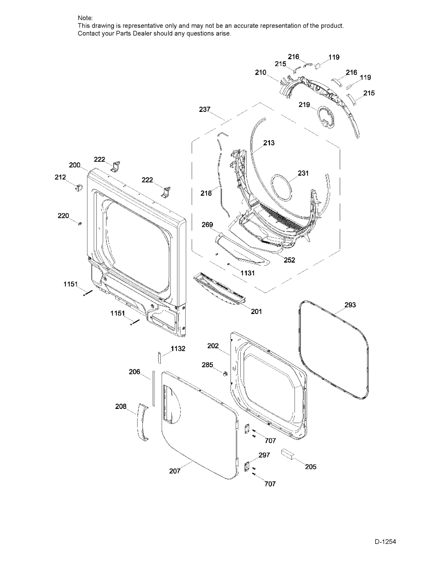 DOOR DRYER Diagram and Parts List for C978-97322411  General Electric Dryer