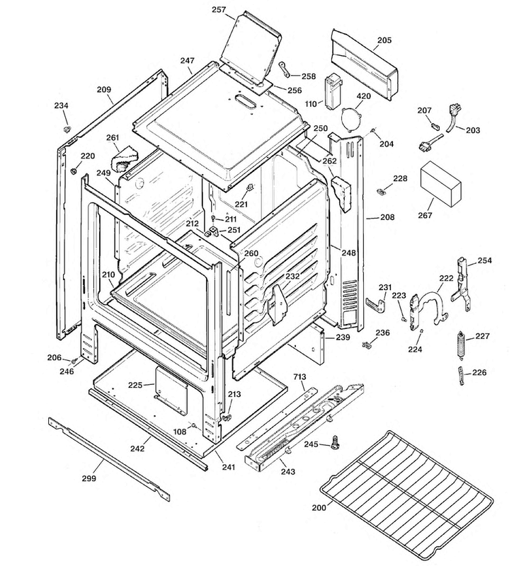Body Parts Diagram and Parts List for RGB508PEA1CT  Hotpoint Range