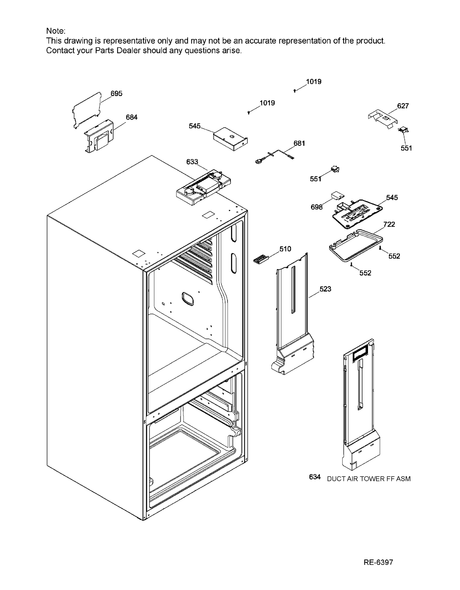 FUNCTIONAL PARTS  FF Diagram and Parts List for GBE21ASKAKSS  General Electric Refrigerator