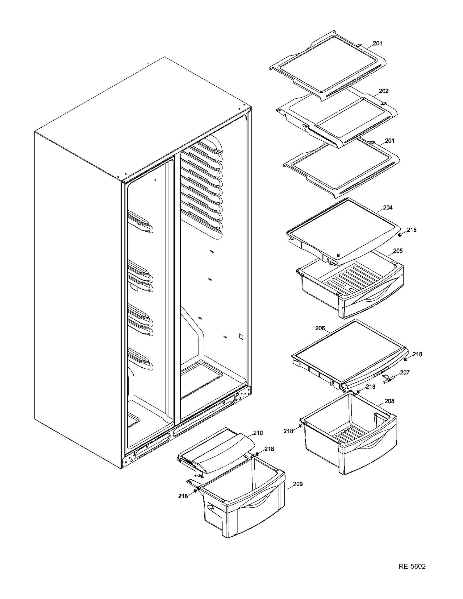 FF SHELVES Diagram and Parts List for GSR23KSTESS  General Electric Refrigerator