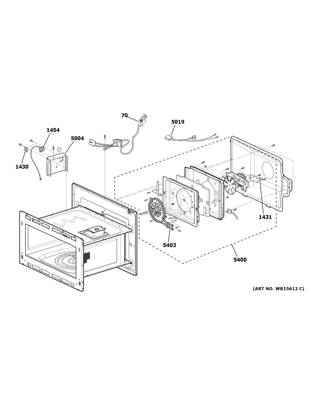 Interior Parts Diagram and Parts List for CWB713P2N2S1  General Electric Microwave