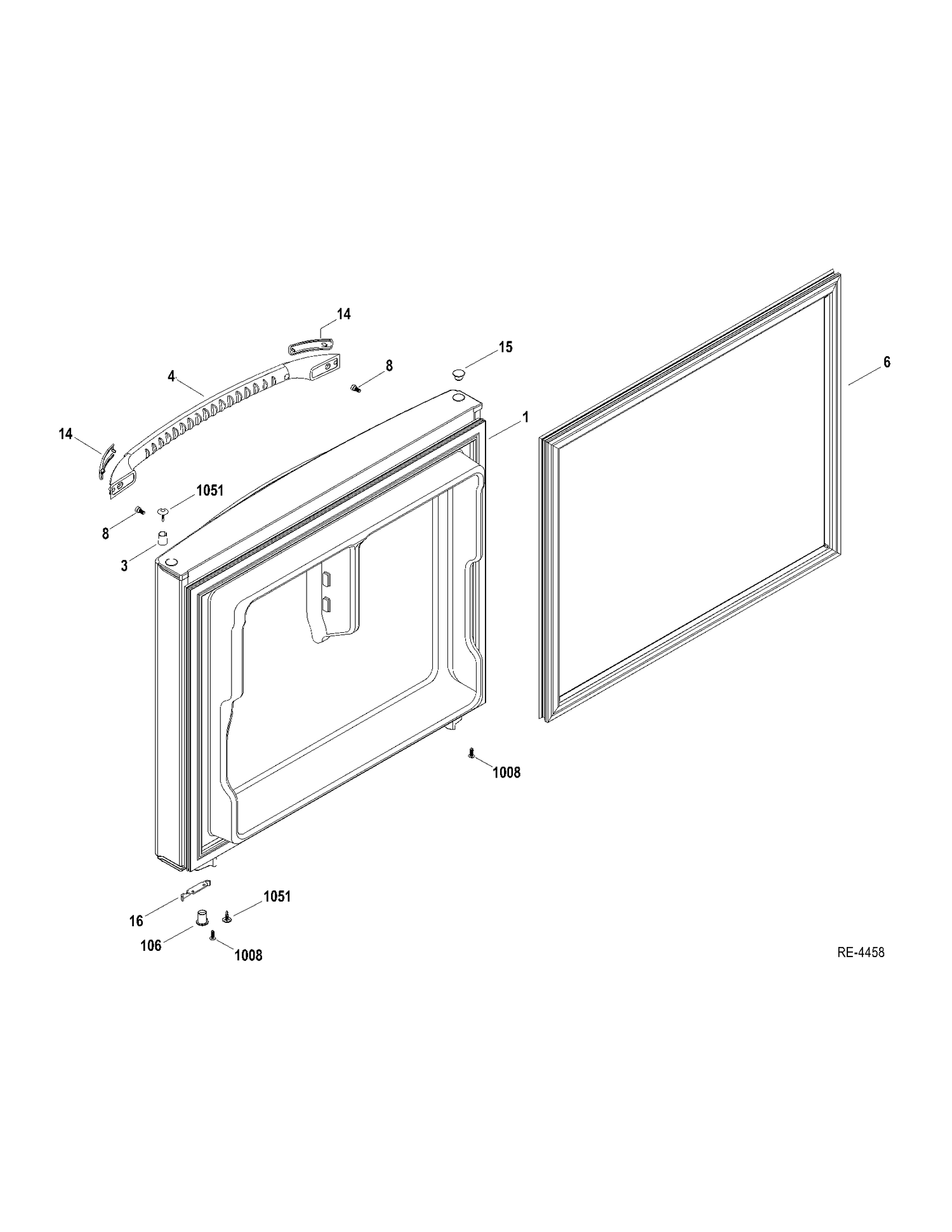FZ DOOR Diagram and Parts List for GBRS0GAXERBS  General Electric Refrigerator